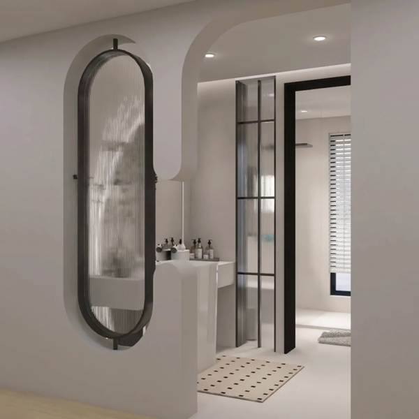 Customized stainless steel frame pattern glass bathroom partition  divider Glass glass wall Screen - Image 3