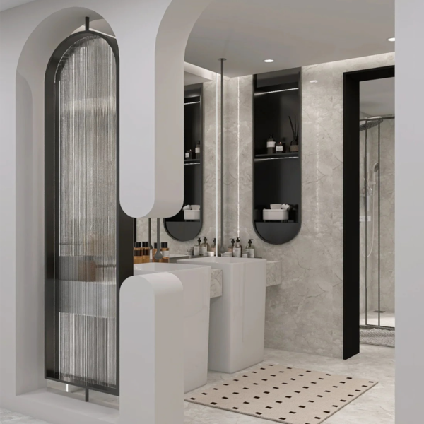 Customized stainless steel frame patterned glass shower  partition  glass wall Screen door - Image 2