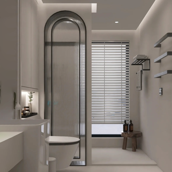 Customized stainless steel frame patterned glass shower  partition  glass wall Screen door - Image 4