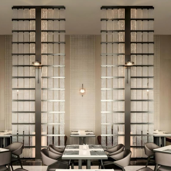 Customized stainless steel frame crystal panel hanging partition divider Glass wall Screen - Image 4