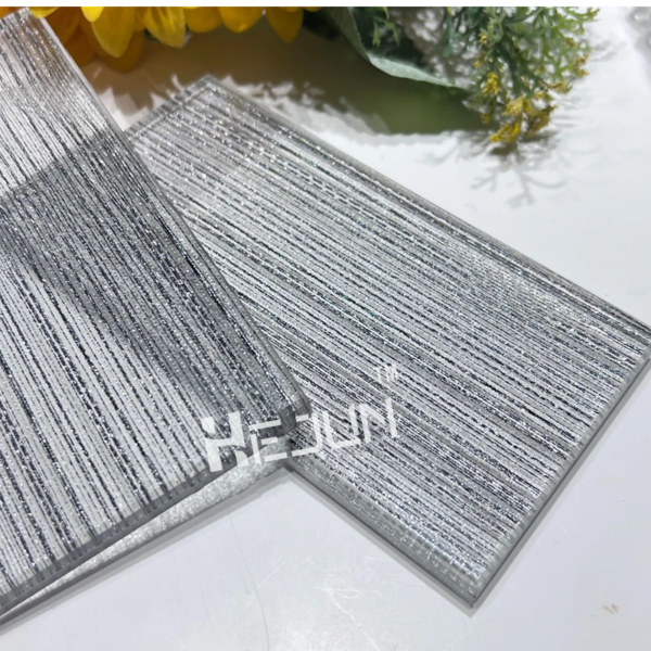 Customized Decorative Fabric Laminated Glass Toughened Art Glass Fabric Wire Mesh Laminated Glass