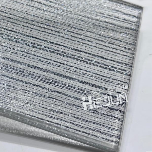 Customized Decorative Fabric Laminated Glass Toughened Art Glass Fabric Wire Mesh Laminated Glass - Image 3