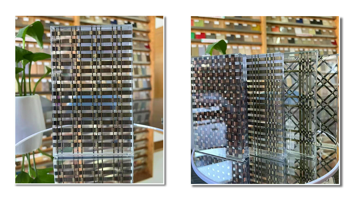 Architectural safety glass with embedded metal mesh