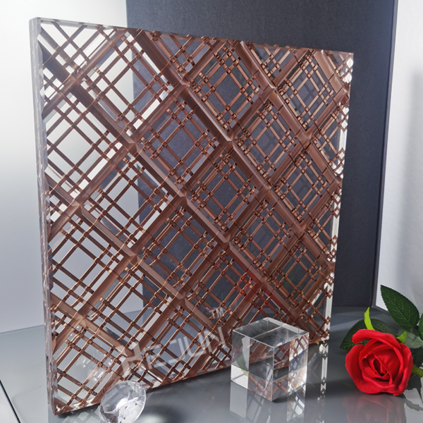 Customized Metal Mesh Laminated Glass Decorative Glass