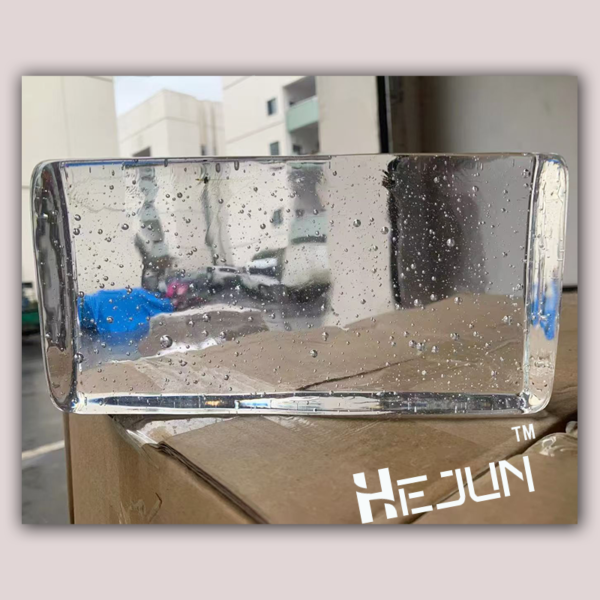 Customizable Orange Solid Glass Block with Melt - Textured Finish - Image 4