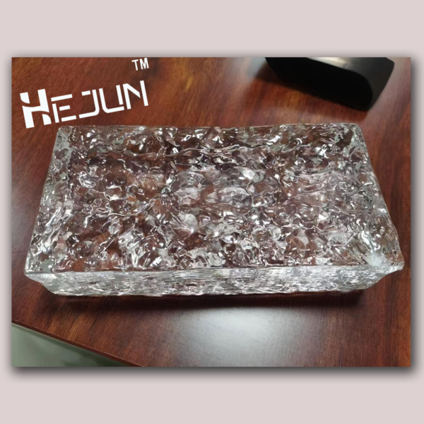 Customizable Orange Solid Glass Block with Melt - Textured Finish