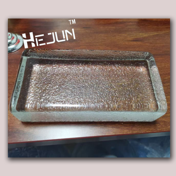 Customizable Orange Solid Glass Block with Melt - Textured Finish - Image 3