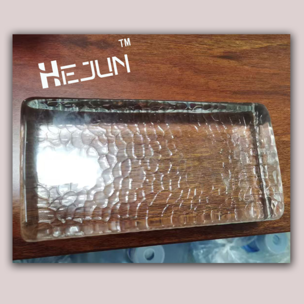 Customizable Orange Solid Glass Block with Melt - Textured Finish - Image 4