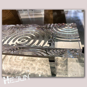Alternative view of Custom Hot Melt Art Glass Bench: Water - Ripple Design for Luxury Spaces