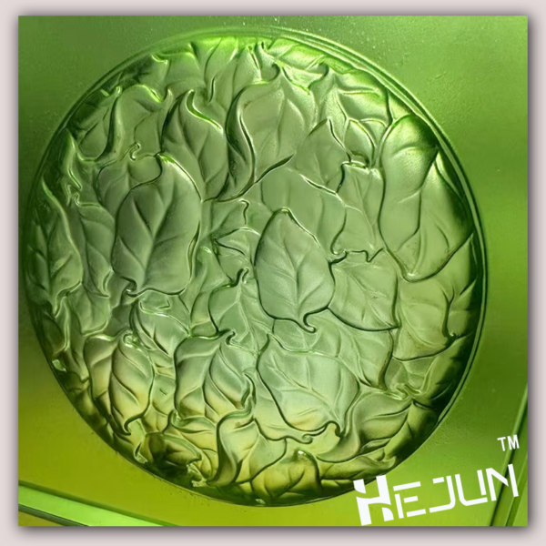 Custom Green Hot Melt Art Glass: Leaf - Textured Decor for Nature - Inspired Spaces