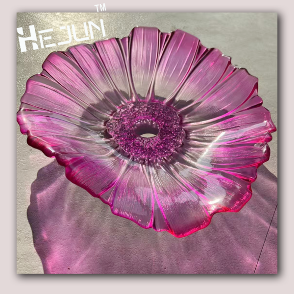 Exquisite Handmade Fused Glass Flower Decor - A Stunning Art Piece for Any Space