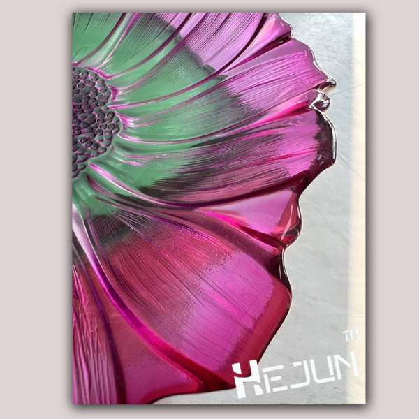 Exquisite Handmade Fused Glass Flower Decor - A Stunning Art Piece for Any Space - Image 3